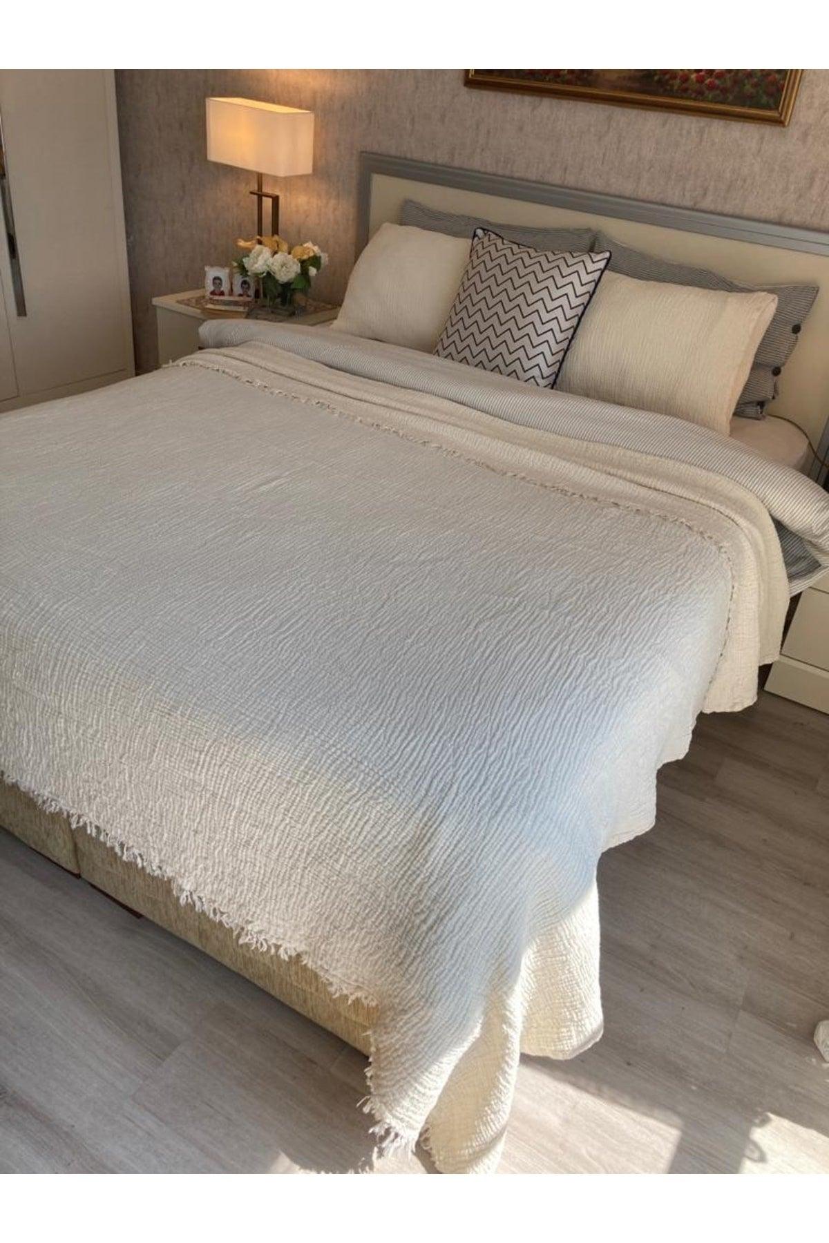 Ivory Oversized Muslin Bedspread - Swordslife