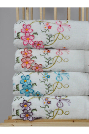 Ivy 6 Pcs Multicolored 3D Velvet Dowry Gift 50x90 Cotton Hand/Face Towel - Swordslife