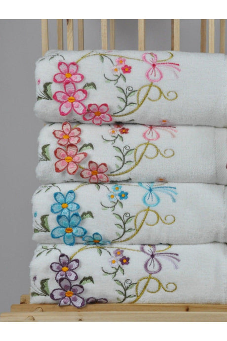 Ivy 6 Pcs Multicolored 3D Velvet Dowry Gift 50x90 Cotton Hand/Face Towel - Swordslife
