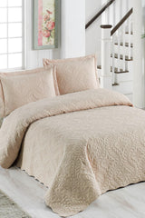 Ivy Cappuccino Double Microfiber Quilted Bedspread - Swordslife