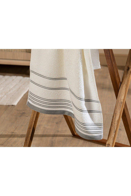 Ivy Cotton Striped Face Towel 50x70 Cm White - Gray - Swordslife