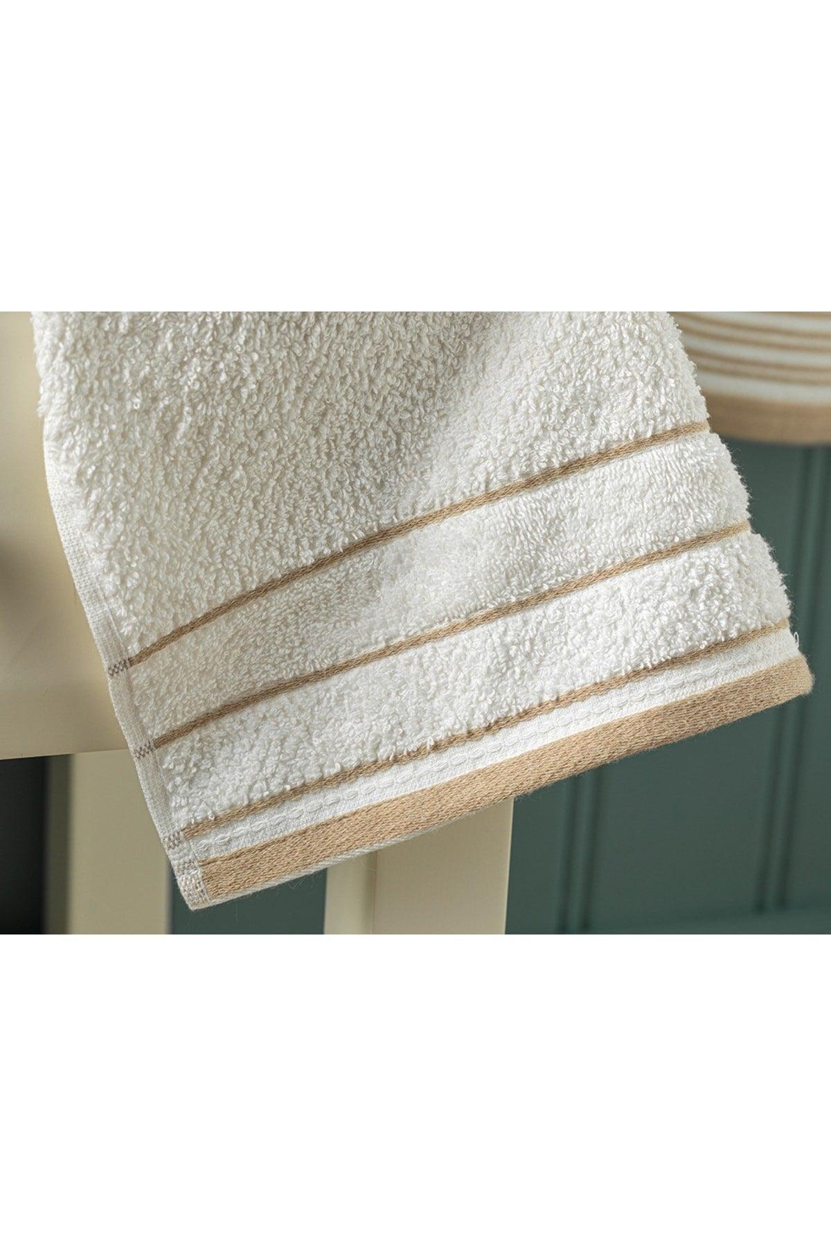 Ivy Cotton Striped Hand Towel 30x40 Cm White - Beige - Swordslife