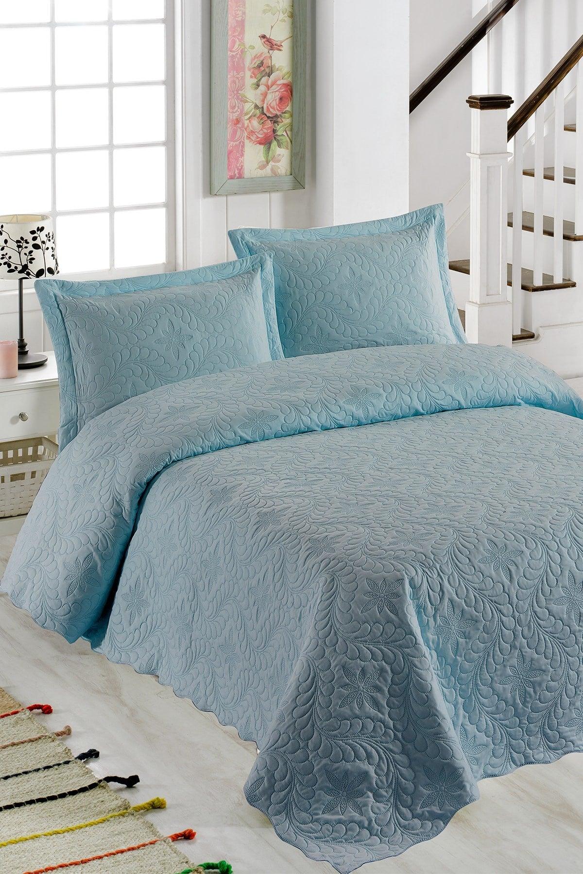 Ivy Mint Double Microfiber Quilted Bedspread - Swordslife