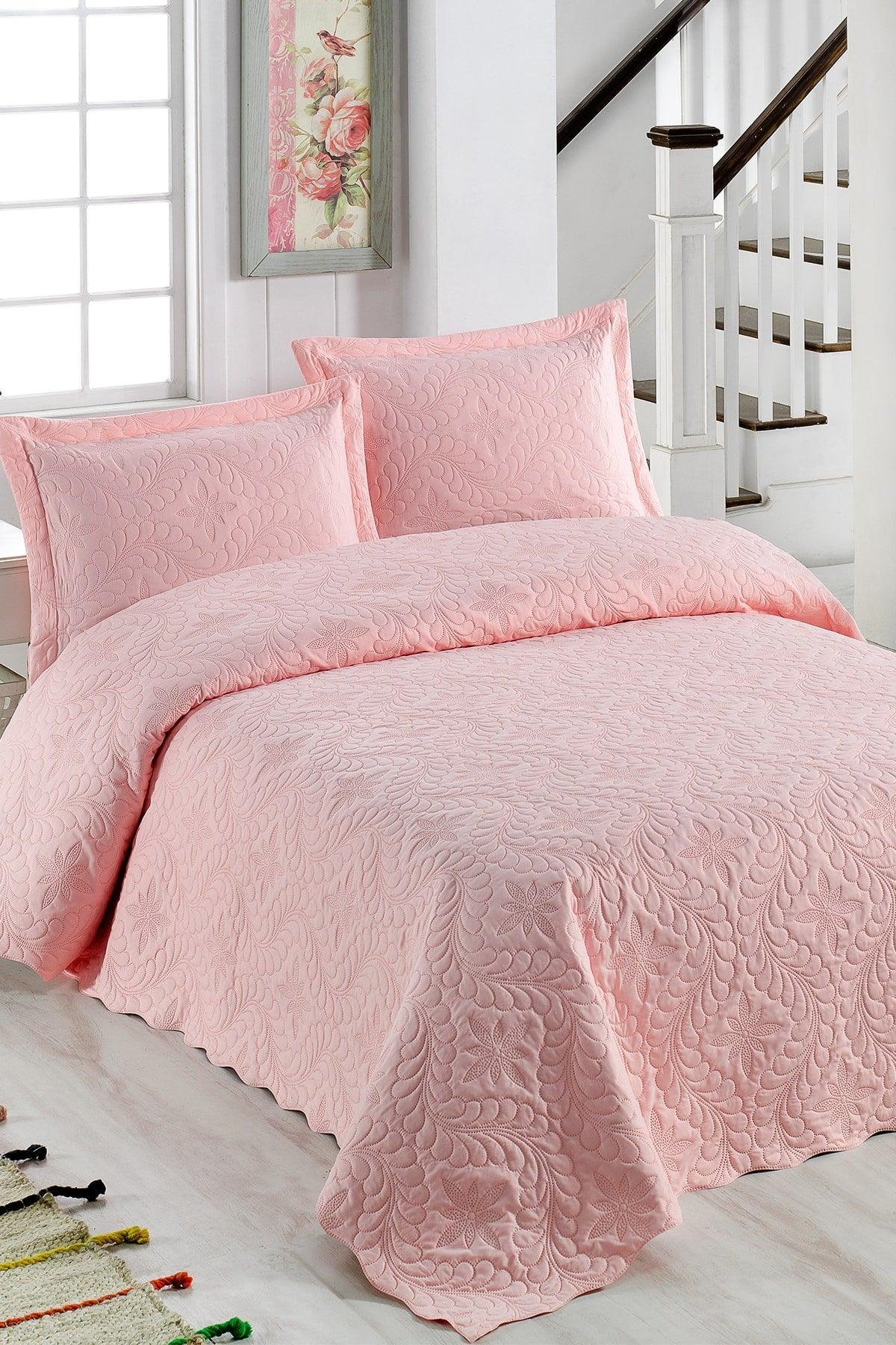 Ivy Powder Double Microfiber Quilted Bedspread - Swordslife