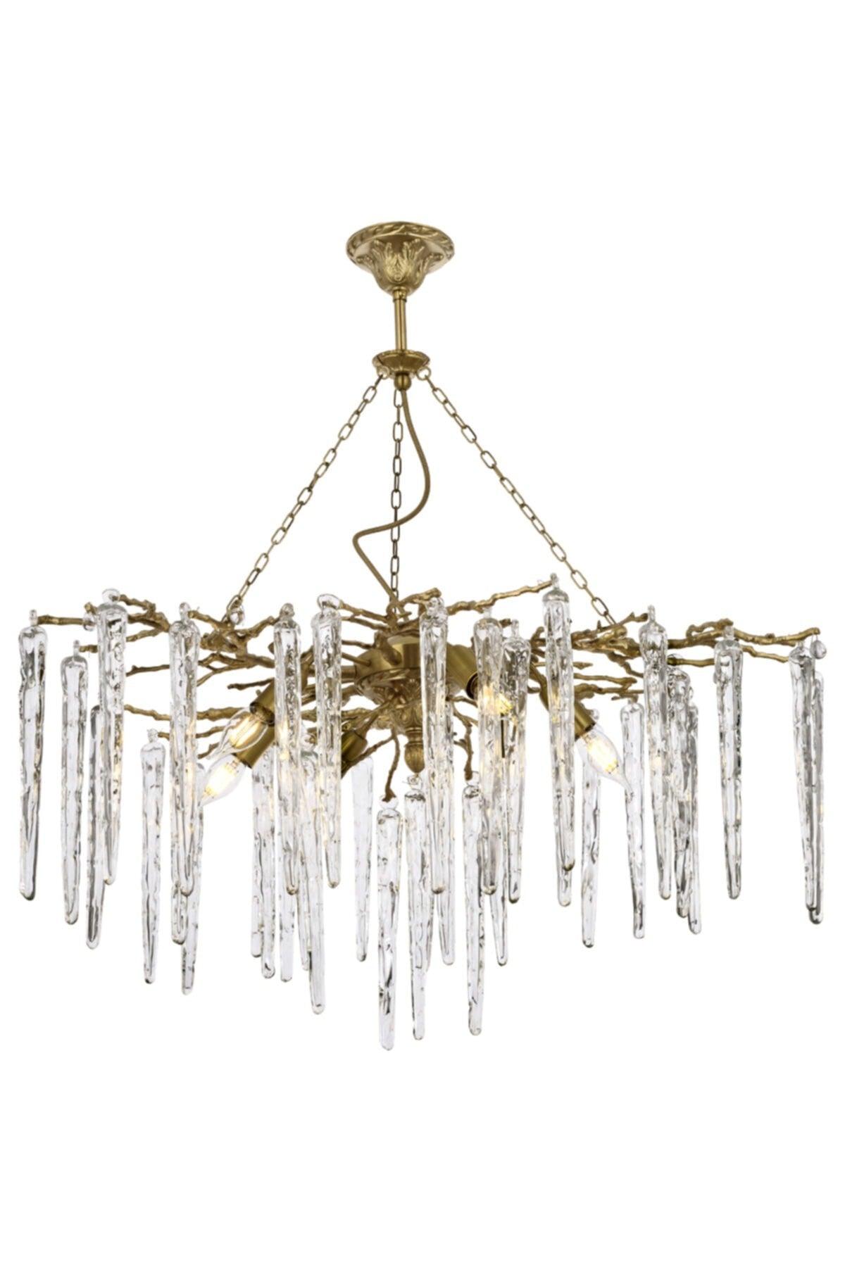 Ivy Brass Cast Glass Chandelier 23 - Swordslife