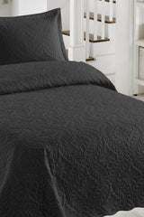 Ivy Black Double Microfiber Quilted Bedspread - Swordslife