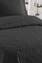 Ivy Black Double Microfiber Quilted Bedspread - Swordslife