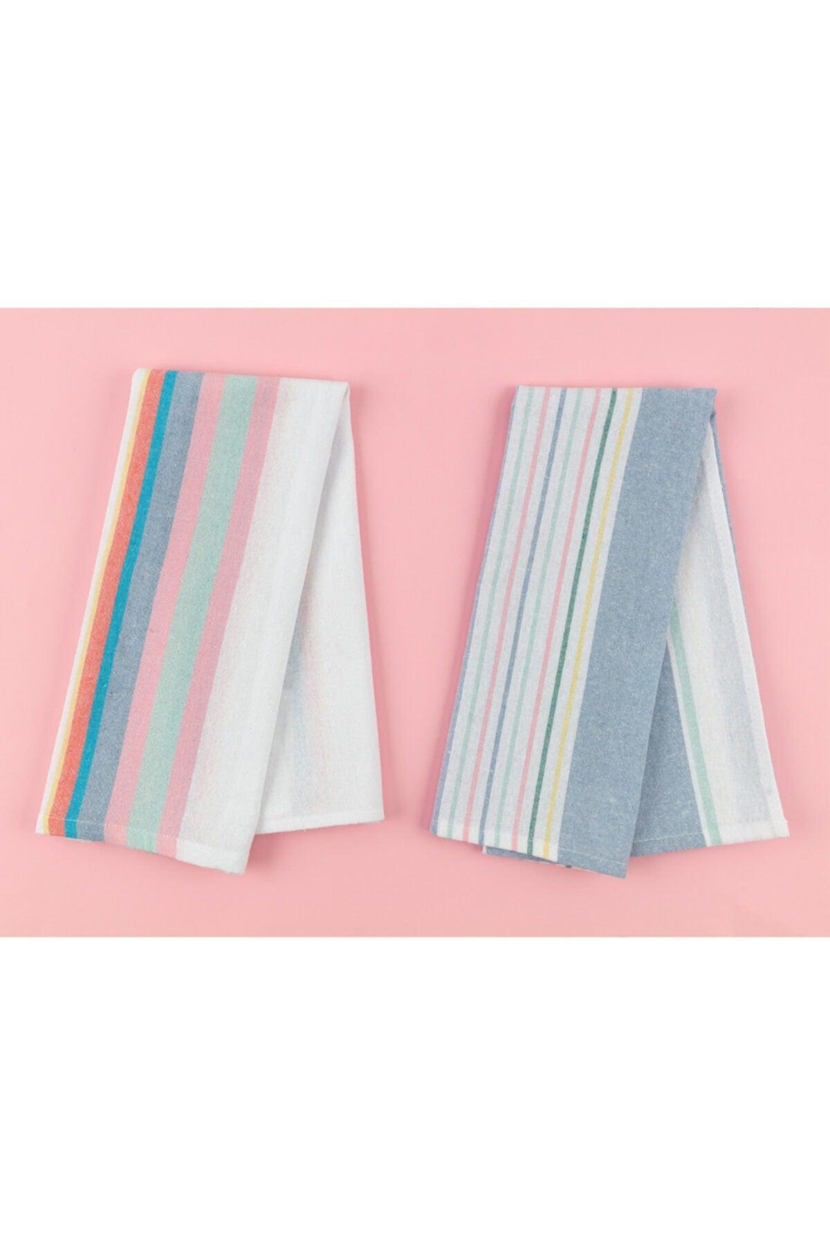 Jeanne 2 Pack Drying Towel - White/blue - 40x60 Cm - Swordslife