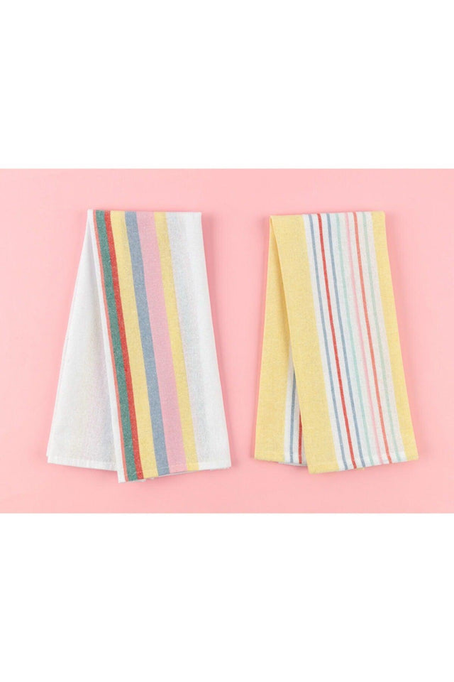 Jeanne Set of 2 Drying Towels - White/yellow - 40x60 Cm - Swordslife