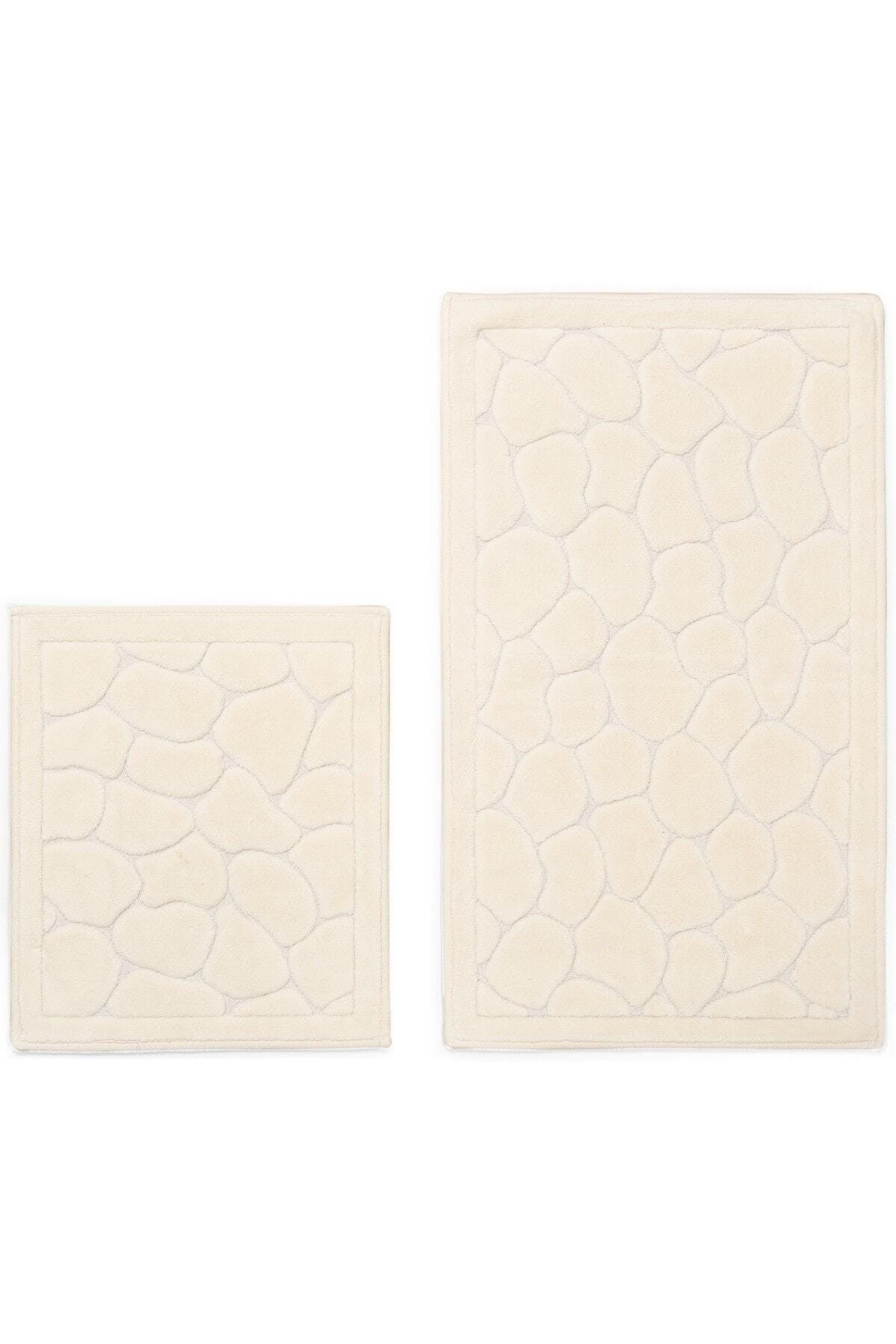 Jolly 2-Piece Cotton Toilet Seat, Cream Bath Mat Set - Swordslife