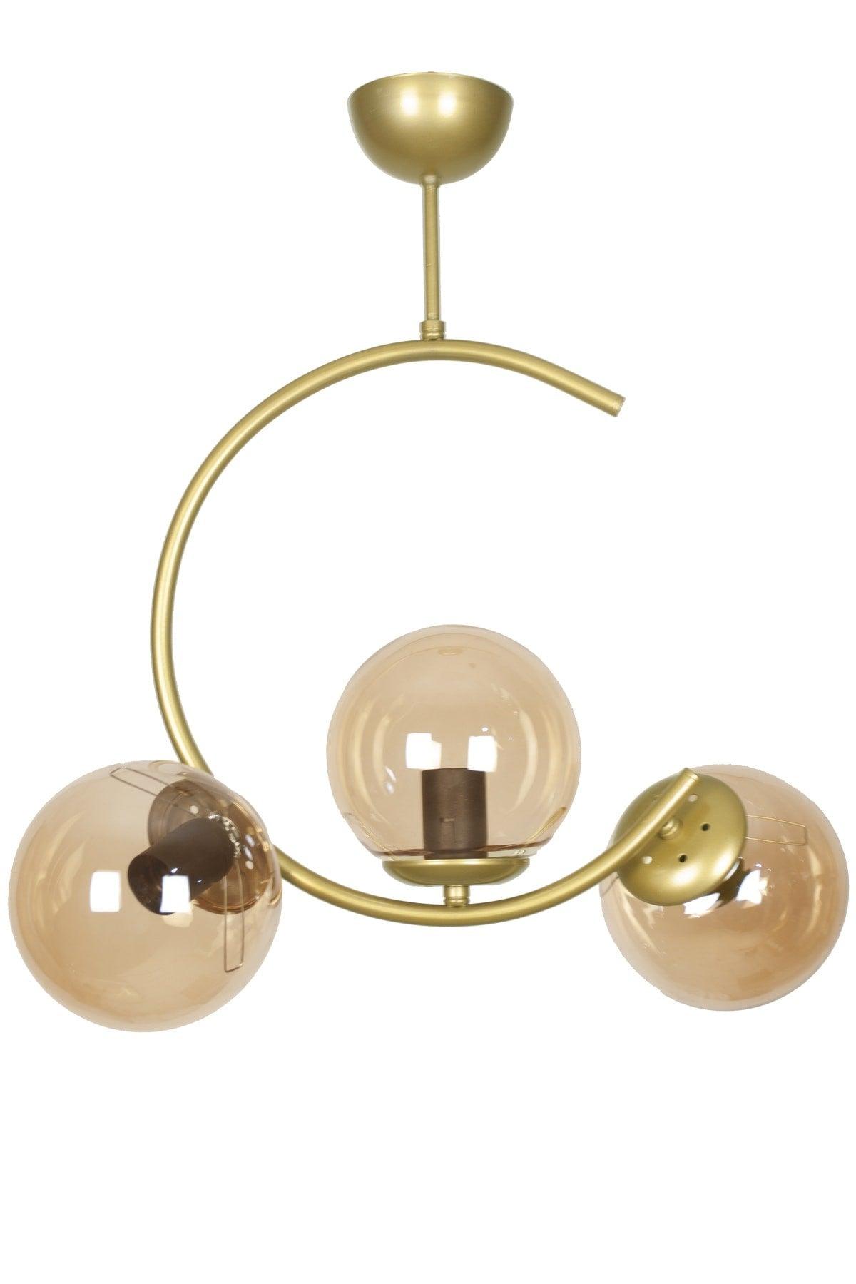 Julia Special Design Hilal Modell Alterung Gold Farbe Ball Glas Wohnzimmer - Küche - Schlafzimmer 3 Lü Kronleuchter - Swordslife