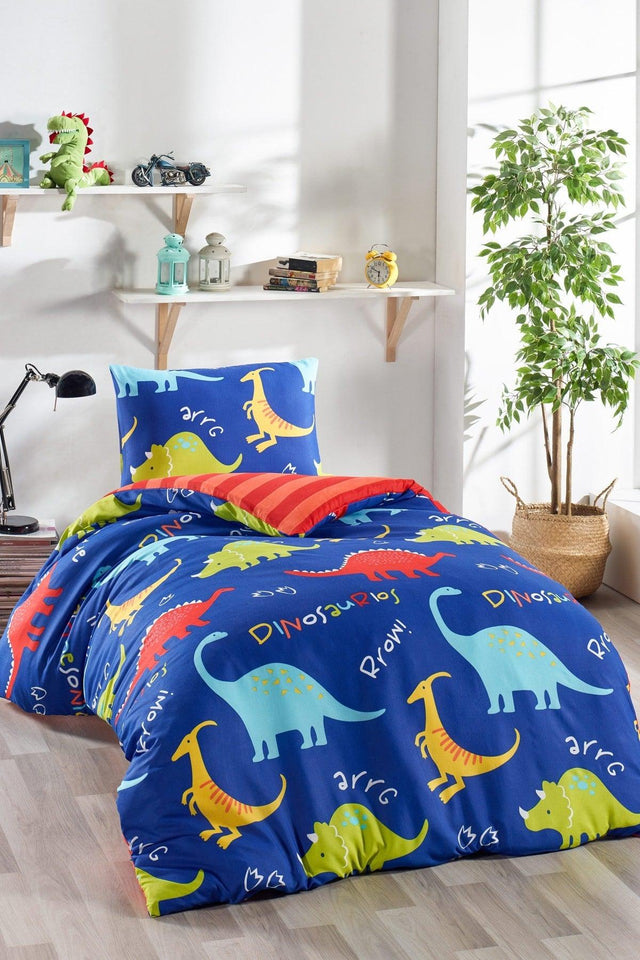 Junior Duvet Cover Set Single Dinosaur Blue - Swordslife