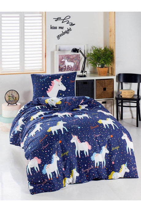 Junior Duvet Cover Set Single MagicUnicorn Navy - Swordslife