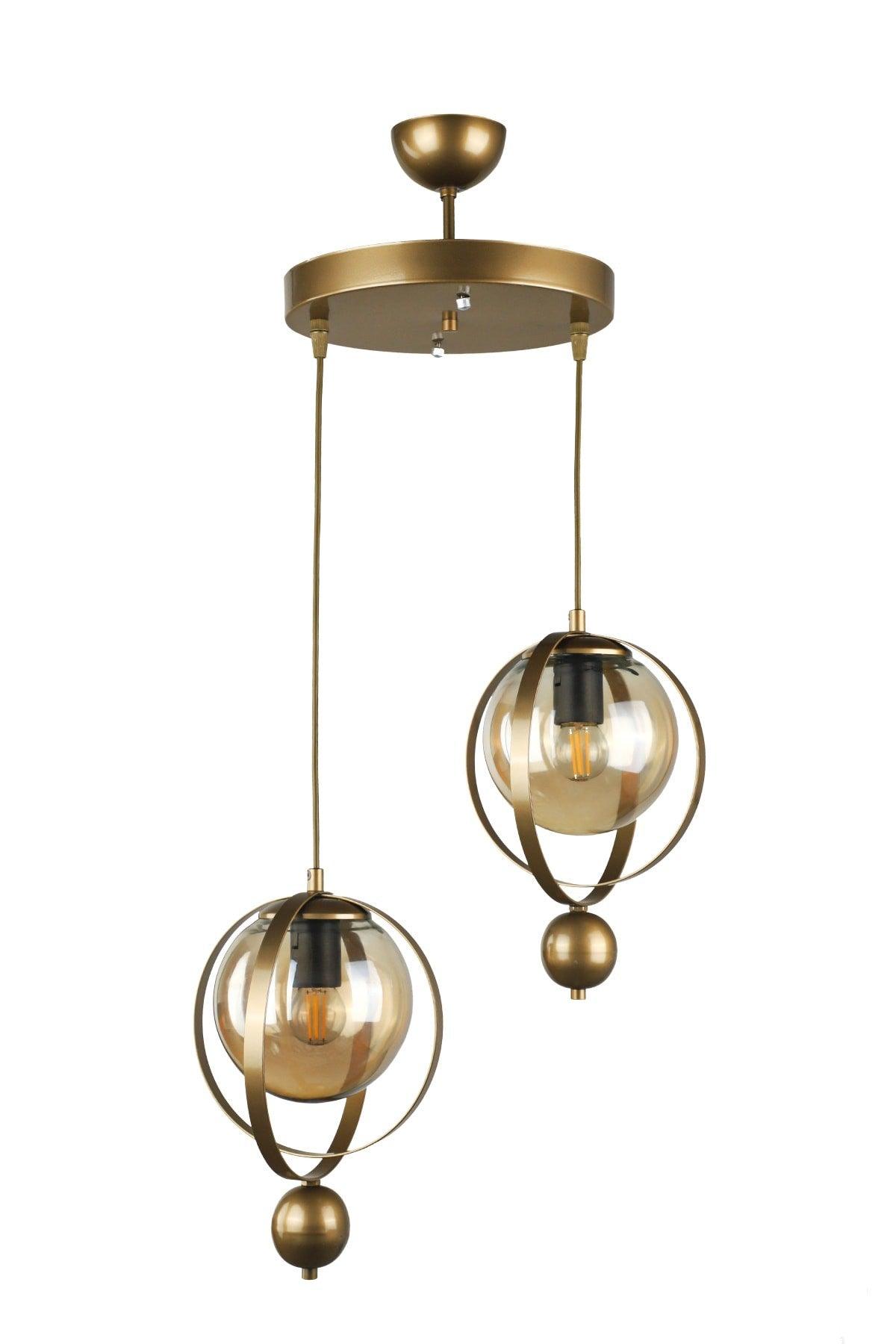 Jupiter 2ndli Chandelier Tumbled Honey Glass