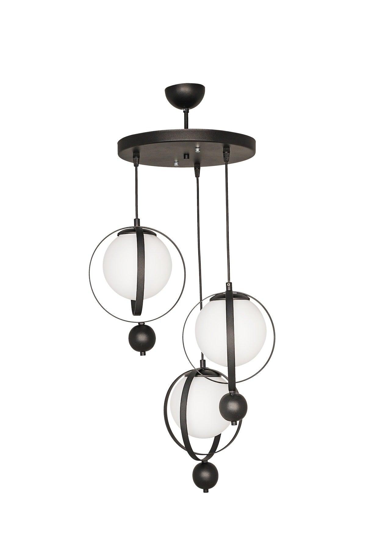 Jupiter 3rd Chandelier Black and White Glass - Swordslife