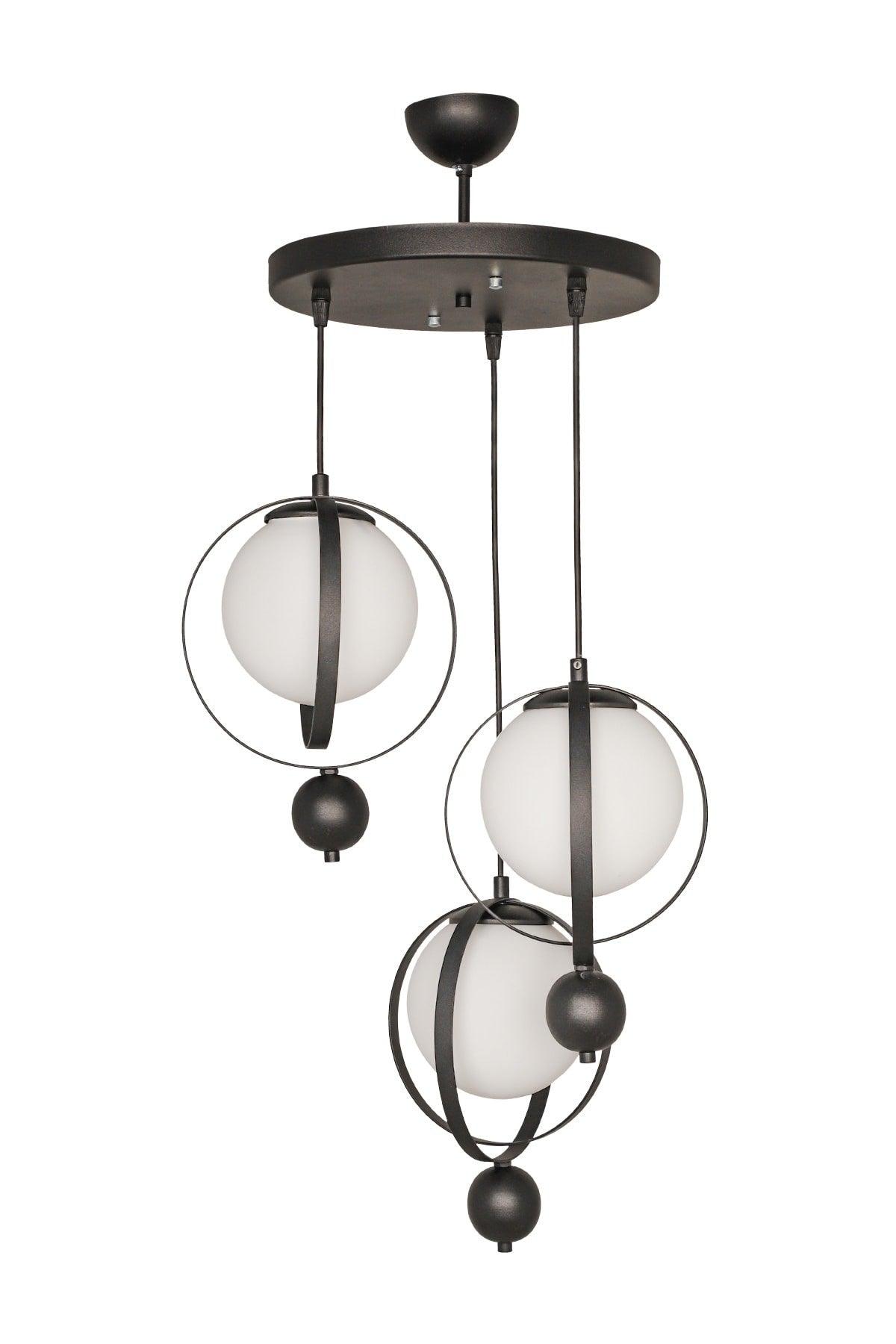 Jupiter 3rd Chandelier Black and White Glass - Swordslife