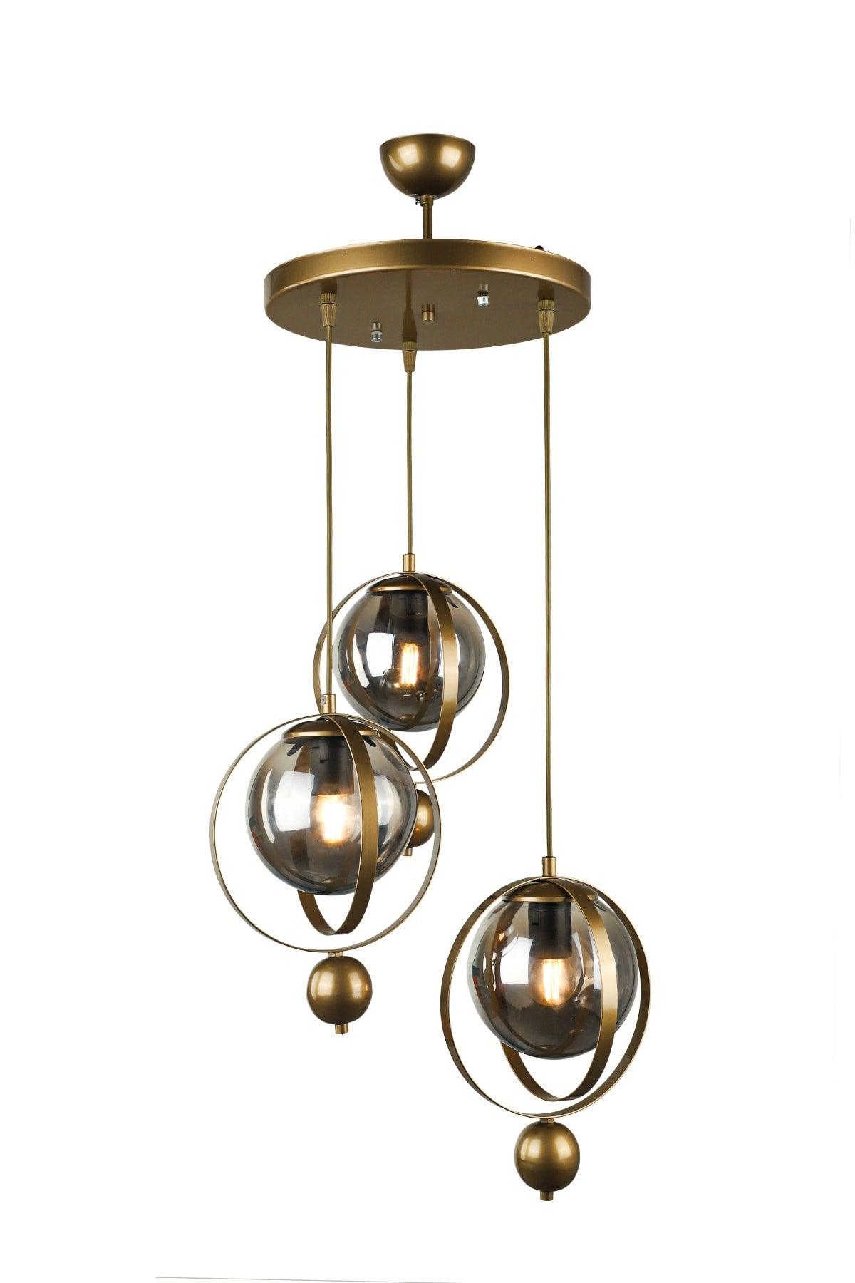 Jupiter 3rd Chandelier Tumbled Smoked Glass