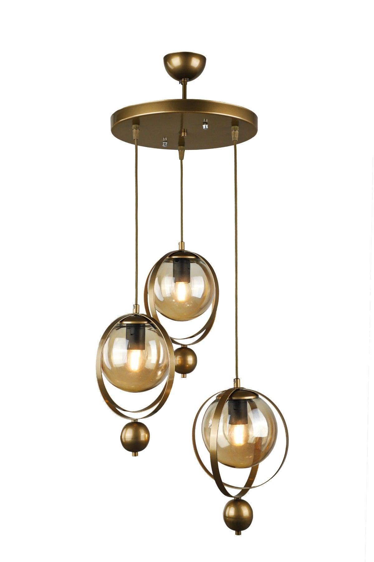 Jupiter 3rd Chandelier Tumbled Honey Glass - Swordslife