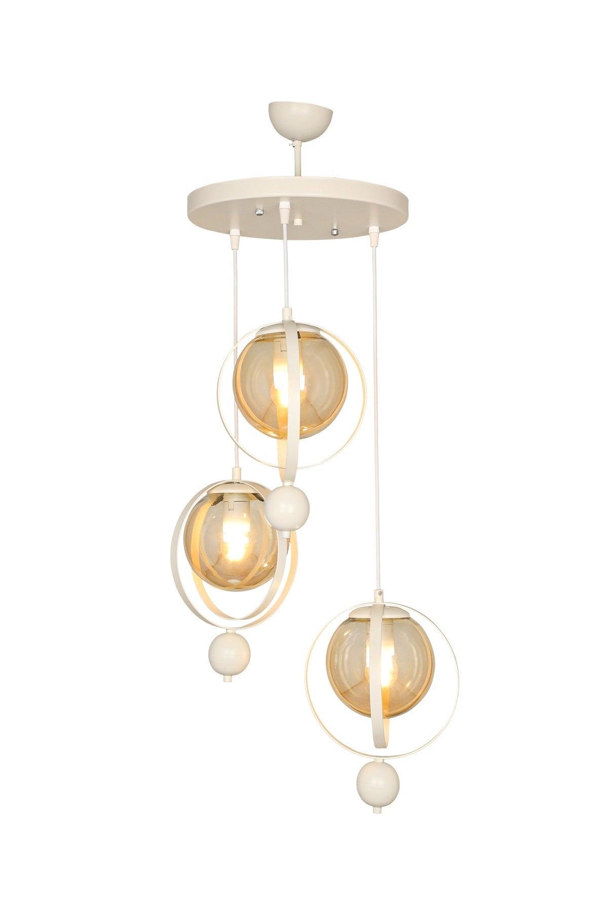 Jupiter 3rd Chandelier White Honey Glass