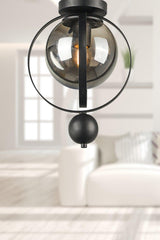 Jupiter Ceiling Mount Single Chandelier Black Smoked Glass - Swordslife