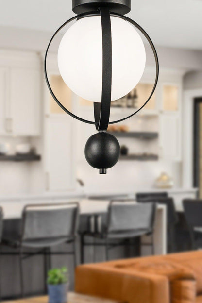 Jupiter Ceiling Mount Single Chandelier Black White Glass - Swordslife