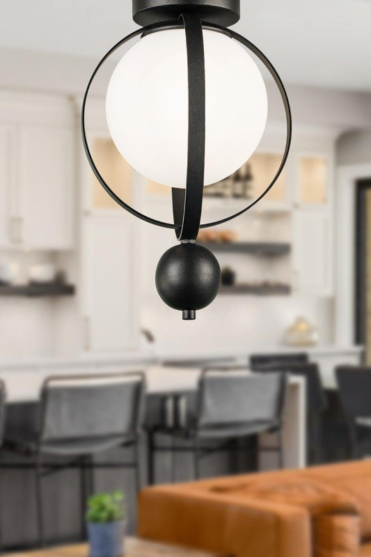 Jupiter Ceiling Mount Single Chandelier Black White Glass - Swordslife