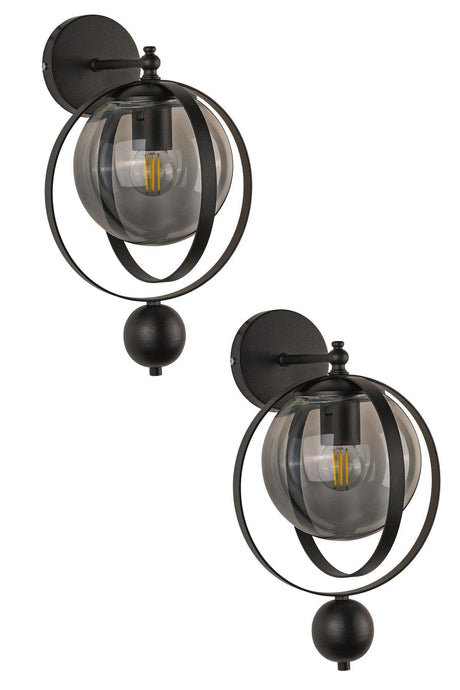 Jupiter Sconce 2 Pieces Black Smoked Glass - Swordslife