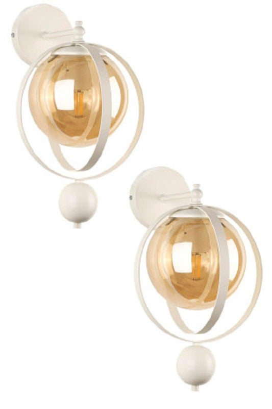 Jupiter Sconce 2 Pieces White Honey Glass - Swordslife