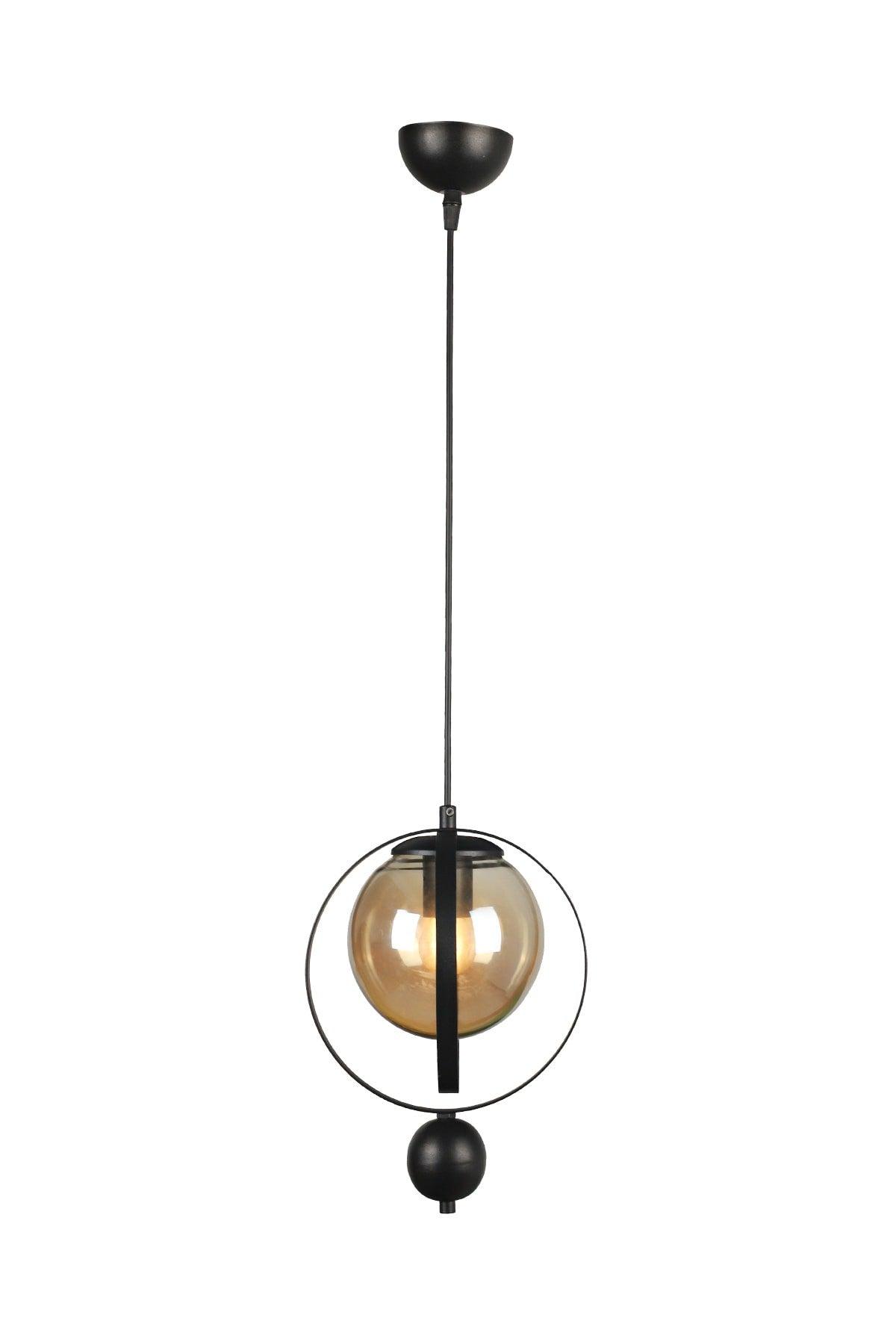 Jupiter Single Chandelier Black Honey Glass - Swordslife