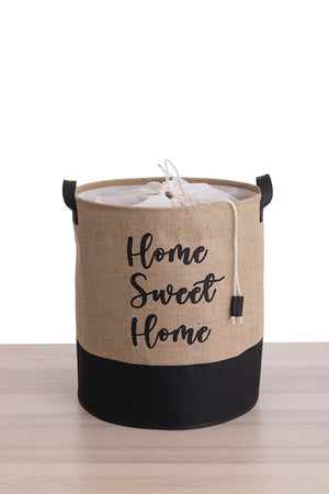 Jute Fabric Home Sweet Home Printed Basket 37x40 cm - Swordslife