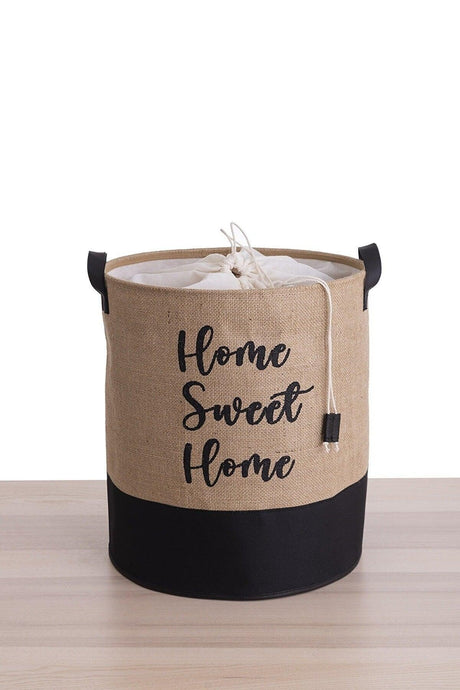 Jute Fabric Home Sweet Home Printed Basket 37x40 cm - Swordslife