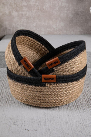 Jute Rope, Handmade 3 Pcs Basket, Luxury Organizer, Bathroom And Home Decor, Organizer With Black Stripe - Swordslife
