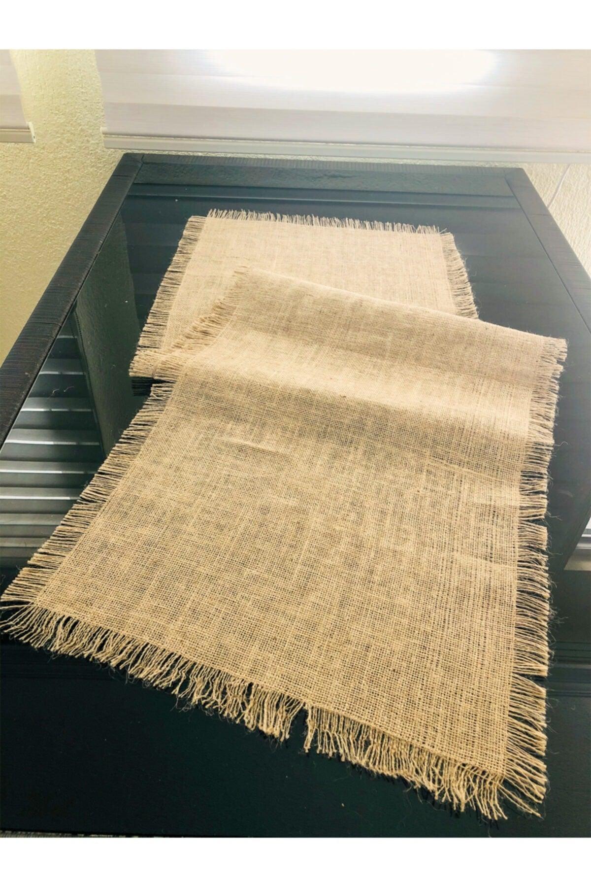 Jute Straw Fabric Jute Runner Width: 45 Cm Length: 140 Cm 4 Side Fringe - Fringed Runner - Swordslife