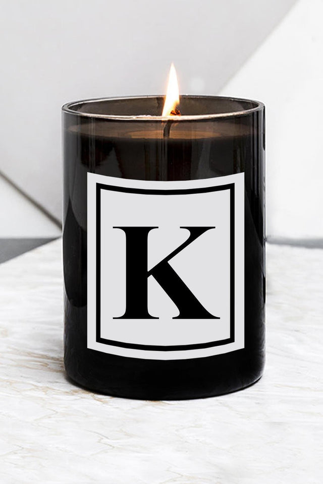 Letter K Large Size Black Glass Candle - Swordslife