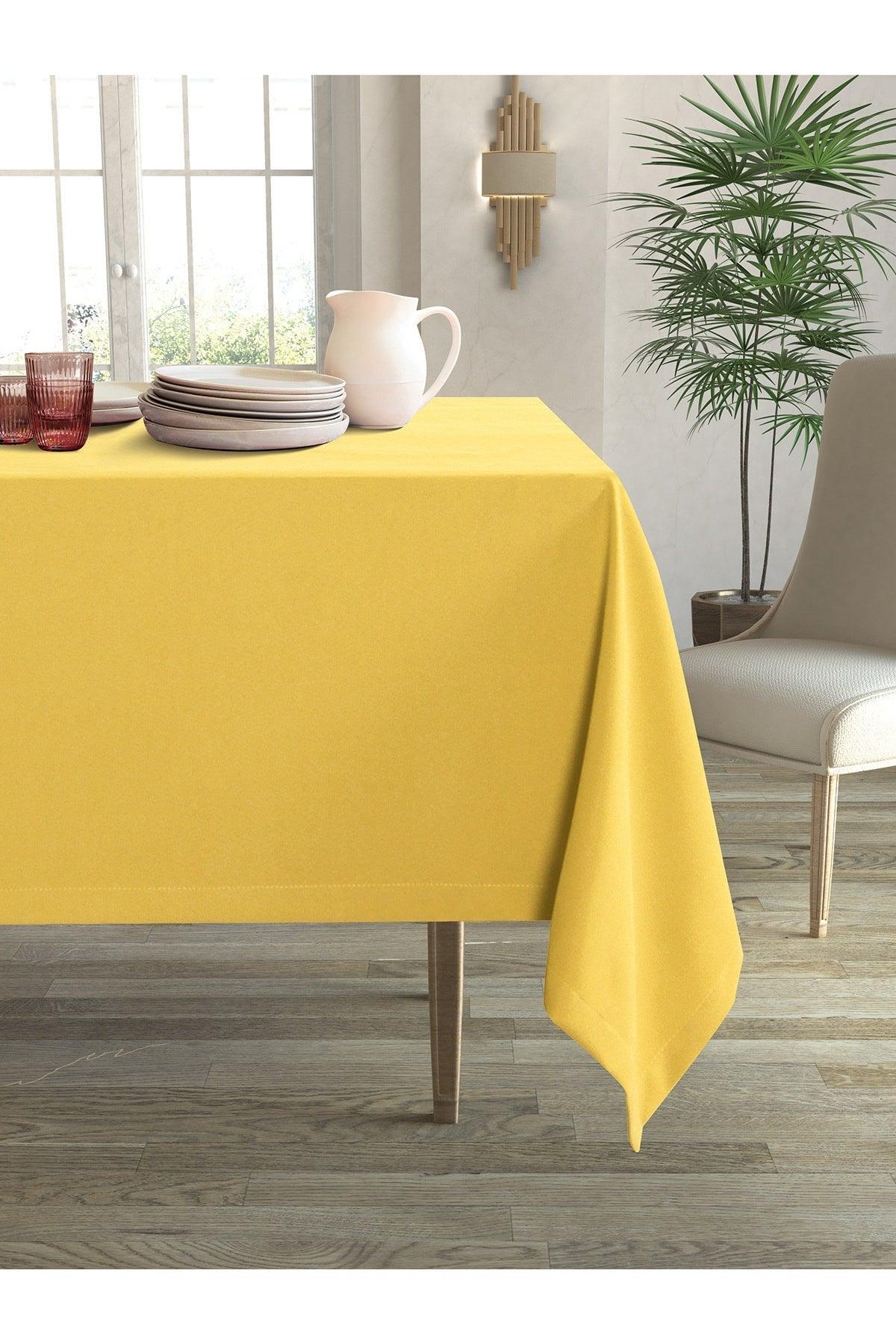 Velvet Textured Sun Yellow Table Cloth - Swordslife