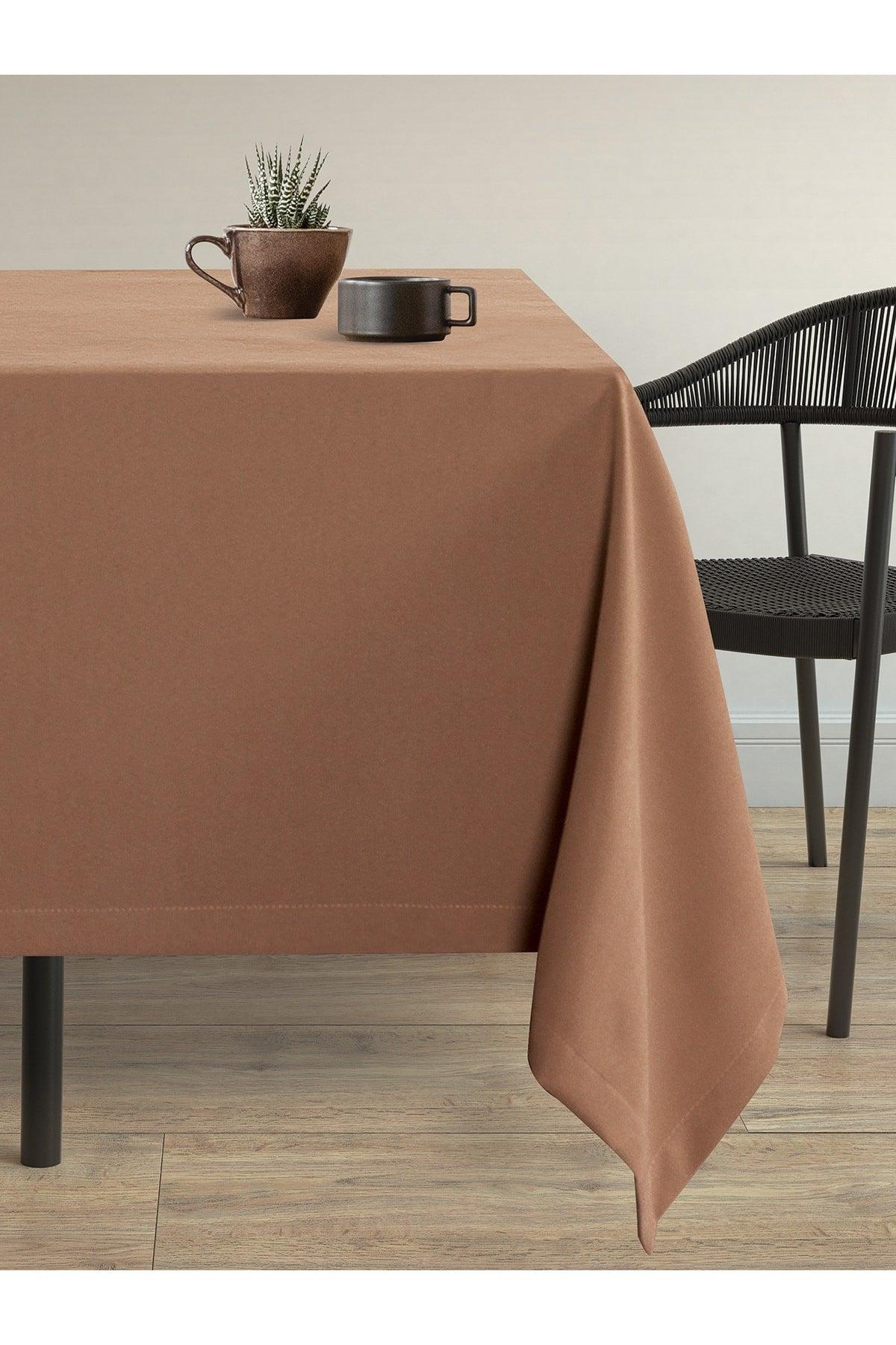 Velvet Textured Tiramisu Colored Table Cloth - Swordslife