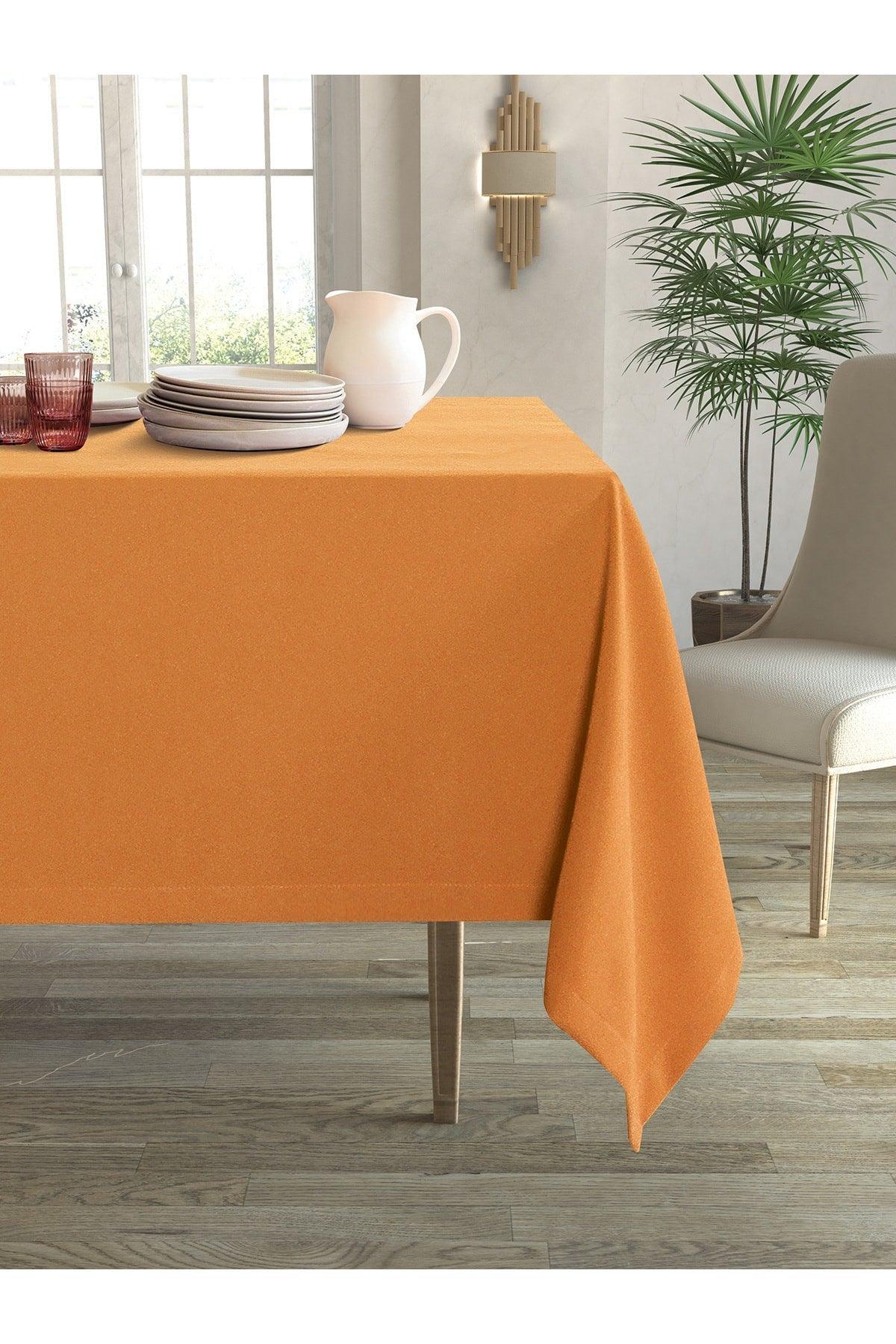 Velvet Textured Orange Color Table Cloth - Swordslife