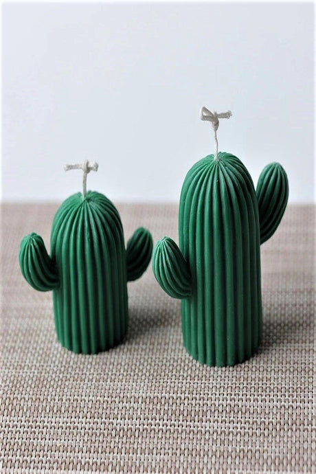 Cactus Candle Set of 2 Powder Scented Cactus Candle Green Scented Cactus Candle Set of Two - Swordslife