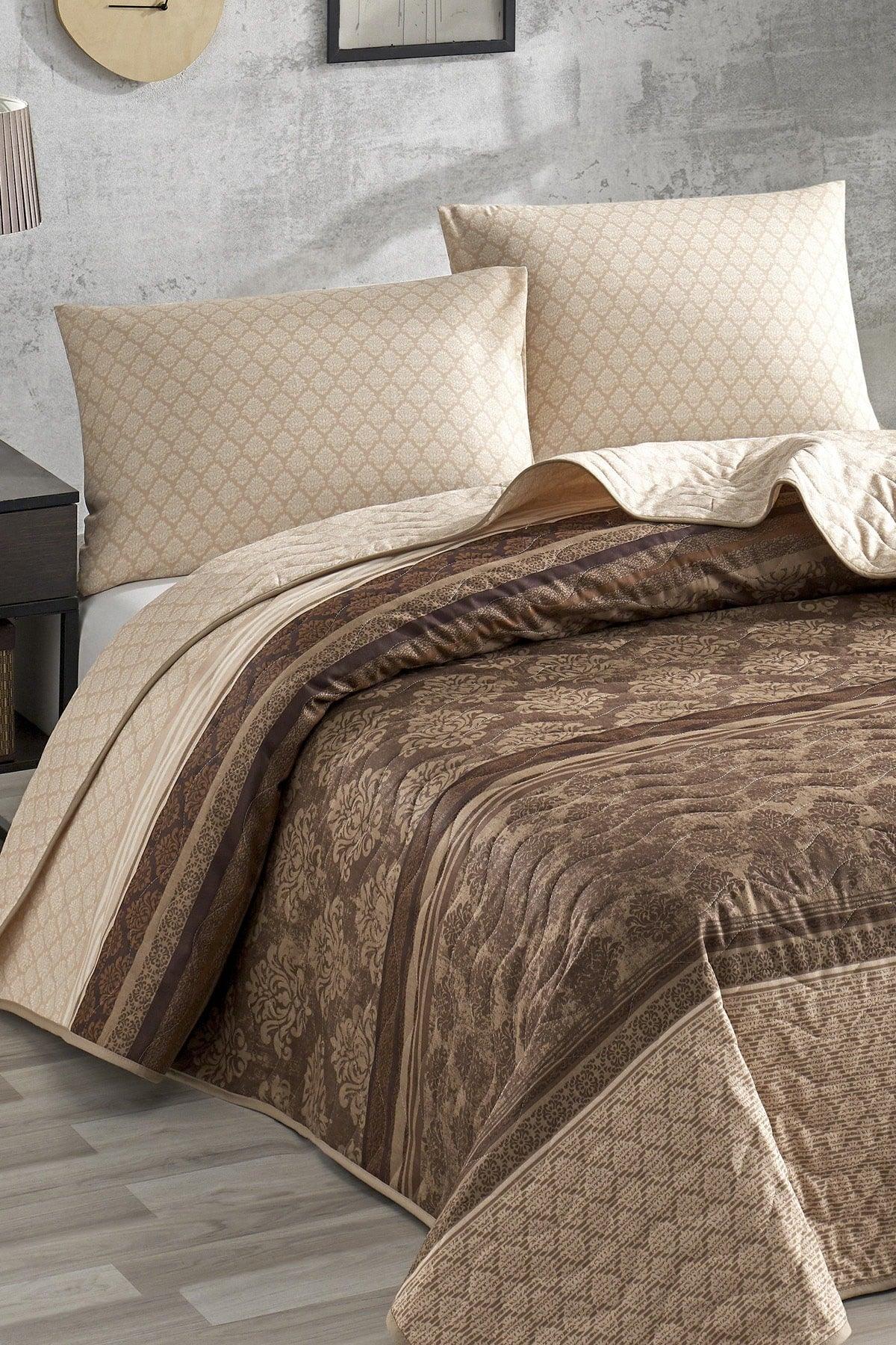 Quilted Bedspread Set Double Creative Brown - Swordslife