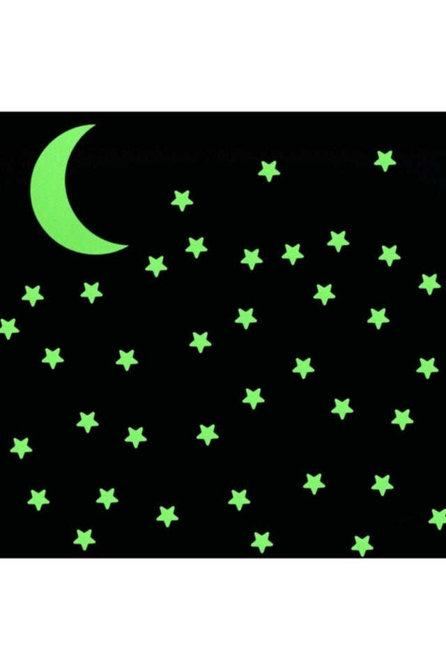 Glowing Moon And Stars In The Dark Decorative Sticker - Swordslife