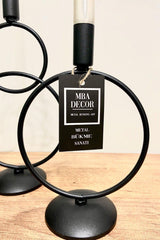 Snowman Black Candlestick Candle Holder Decorative Candle Holder Metal Stainless Filled Iron 28 Cm 2 Li Home Decoration - Swordslife