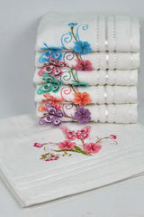 Butterfly 6 Pcs Multicolored 3D Velvet Dowry Gift 28x50 430 Gram Cotton Kitchen Towel - Swordslife