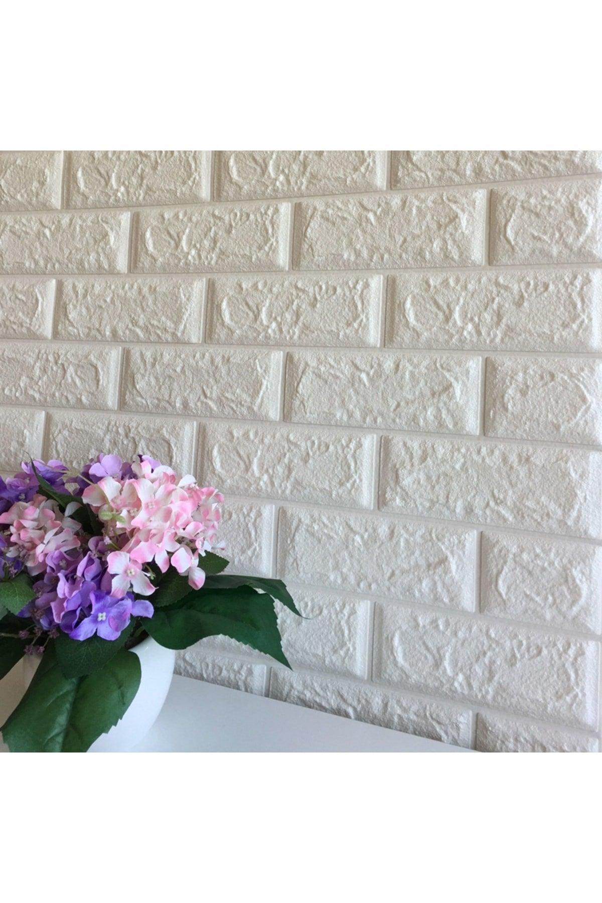 Self Adhesive Flexible Foam White Stone Pattern Wallpaper Panel - Swordslife