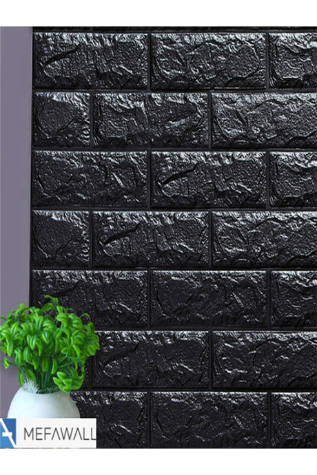 Self Adhesive Flexible Foam Black Stone Pattern Wallpaper Panel - Swordslife