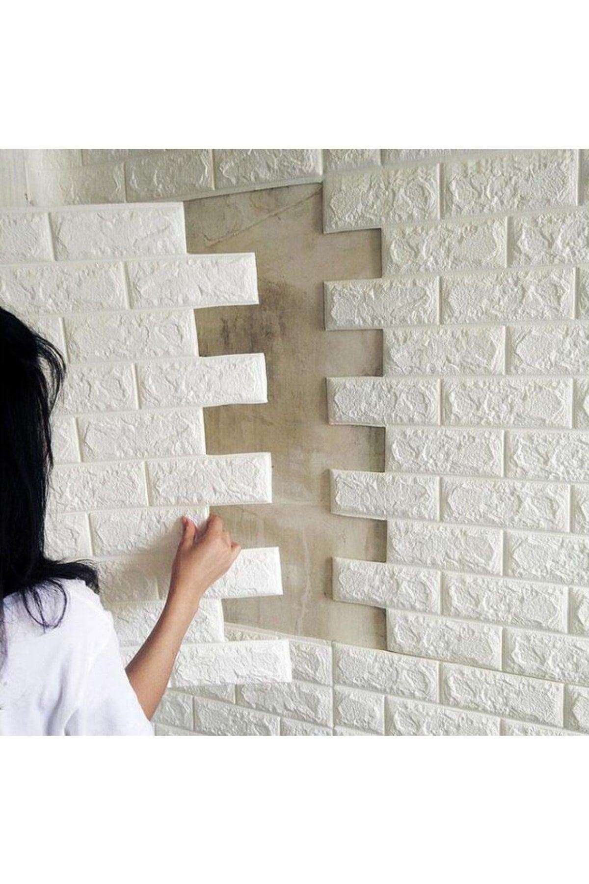 Self Adhesive Flexible Sponge White Brick Wallpaper Panel - Swordslife