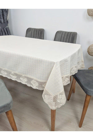 Linen Tablecloth Wide Lacy Monika Fabric Cotton Buldan Bodrum Linen Square Rectangle Round - Swordslife