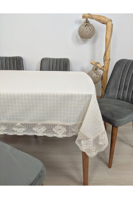 Linen Tablecloth Wide Lacy Monika Fabric Cotton Buldan Bodrum Linen Square Rectangle Round - Swordslife