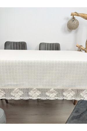 Linen Tablecloth Wide Lacy Monika Fabric Cotton Buldan Bodrum Linen Square Rectangle Round - Swordslife