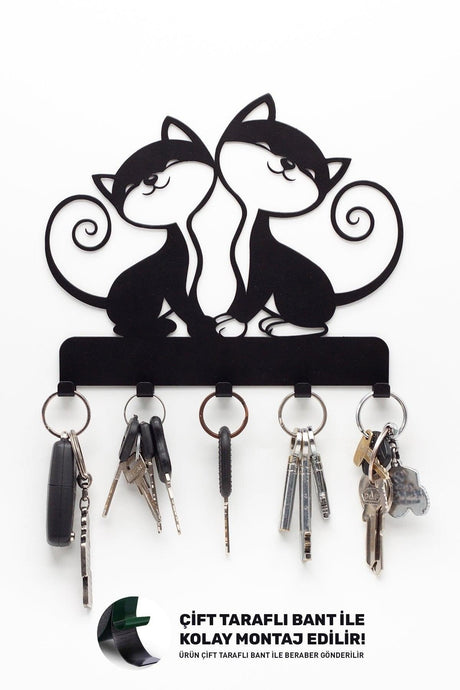 Key Hanger, Metal Keychain Hanger, Cat Patterned Key Hanger - Swordslife