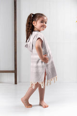 Kids Bathrobe Poncho 100% Cotton Beach Towel Peshtemal Brown - Swordslife